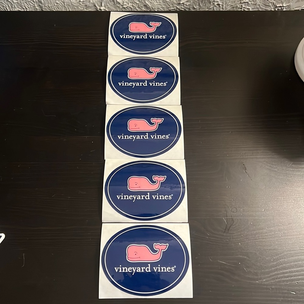 Vineyard Vines Pink Whale Logo Stickers Navy Blue Set of 5 New